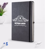 BK Gift Kişiye Özel İsimli Siyah Termo Deri Defter 16x24cm Model 33