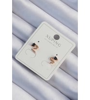Xuping Rose Renk Siyah Zirkon Taşlı Kıvrımlı Küpe
