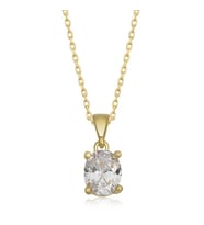 Gümüş Gold Oval Zirkon Taşlı Kadın Kolye