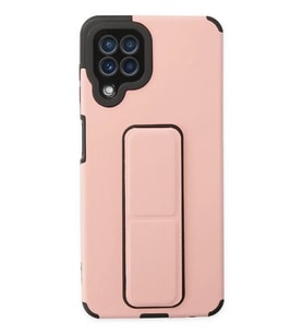 Galaxy A22 Kılıf Mega Standlı Silikon - Pudra