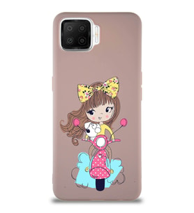 Oppo A73 Soft Premier Kapak Vespagirl Tasarımlı Silikon Kılıf - Pudra (Şeffaf)