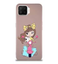 Oppo A73 Soft Premier Kapak Vespagirl Tasarımlı Silikon Kılıf - Pudra (Şeffaf)