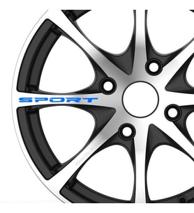 Mavi Sport Yazısı Etiketi Jant için Yapıştırma Yazı 12Cm 4Adet