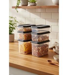 Hide Plus 6'Lı Saklama Kabı Siyah (2X 1,9Lt - 2X 1 Lt - 2X 0,70 Lt)