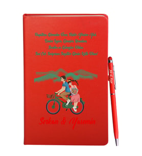 Sevgililer Gününe Özel Kırmızı Defter Kalem Hediye Seti 12