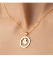 Kişiye Özel 925 Ayar Gümüş Halka İsim Sallantılı Kalp Harf Kolye (Gold)