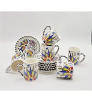 TEKBİR ÇİÇEK DESENLİ PORSELEN KAHVE FİNCAN 12 Parça & 6 Kişilik