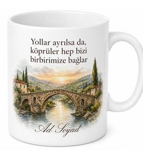 Memleket Köprüsü Temalı Baskılı Kupa Bardak Özel Tasarım Hediye