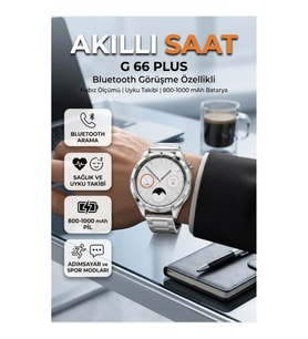 G 66 Plus Akıllı Saat Bluetooth Sesli Görüşme Uyku Takibi Nabız Ölçer Siyah