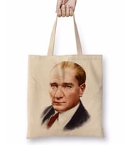 Mustafa Kemal Atatürk 03 Bez Çanta Uzun Saplı