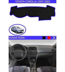 Toyota Coralla 1997-2001 Için Uygun Torpido Koruma Halısı Siyah Kenar Renk Mavi