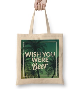 Funny Wish You Were Beer Drinking Pun & Joke Bez Çanta Uzun Saplı