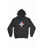 Santo Domingo Dominik Bayraklı Kalpli Siyah Sweatshirt Hoodie