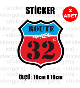 32 ısparta memleket rota gidiş etiket sticker çıkartma - 2 adet - motosiklet araba otomobil kamyon kamyonet cam uyumlu
