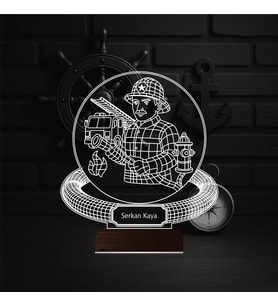 Luvivia İtfaiye İtfaiyeci Hediye Kişiye Özel 3D Lamba - Masa Gece Lambası