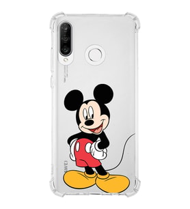 Huawei P30 Lite  Köşe Korumalı Antişok Kapak Mickey Mouse Tasarımlı Şeffaf  Kılıf