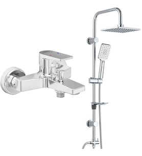 ECA Dalia Banyo Bataryası+T-MAY Banyo Belen Kare Tepe Duş Takımı Seti Paslanmaz  (Krom)