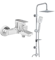 ECA Dalia Banyo Bataryası+T-MAY Banyo Belen Kare Tepe Duş Takımı Seti Paslanmaz  (Krom)