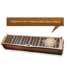Özel Mesaj Yazılı Kahverengi Ahşap Elegance Hediye Tesbih Kutusu - M4