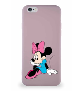 Apple iPhone 6S Soft Premier Kapak Minnie Mouse-E Tasarımlı Silikon Kılıf - Pudra (Şeffaf)