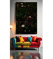 PAPATYALI ÇİÇEK BAHÇESİ V1 Ev Duvar Salon Güzellik Salonu Ofis Dükkan Dekarasyon Kanvas Tablo (Çok Renkli)