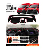 e-biz CİTROEN JUMPER (2006-2024) Uyumlu Torpido Örtüsü, Torpido Kılıfı - Siyah-Kırmızı - CI006