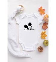 Erkek Bebek Organik Baskılı %100 Pamuklu Beyaz %100 Pamuklu Zıbın