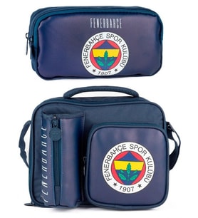Fenerbahçe Erkek Çocuk Arma Baskılı Suni Deri Beslenme Çantası ve Kalemlik Seti (İkili Set) - SETME25762