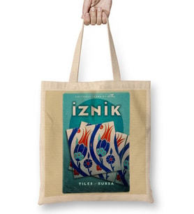 iznik Çinileri Bez Çanta Uzun Saplı