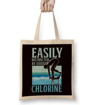Distracted By Chlorine Swimmer Swimming Pool Swim Athlete Bez Çanta Uzun Saplı