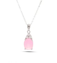 Pembe Kuvars ve Zirkon Taşlı 925 Ayar Gümüş Bayan Kolye 201021903