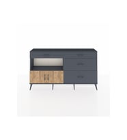 Arges Konsol Tek Raflı 4 Çekmeceli 2 Kapaklı 176x30x99 Antrasit-Çam/Antrasit