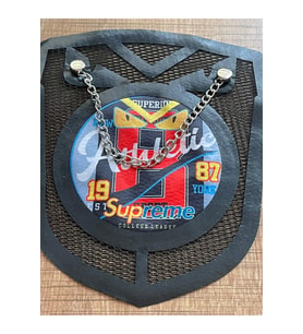 18X14 CM DERİ FİLE ZİNCİR AKSESUARLI  APLİKE ARMA YAMA