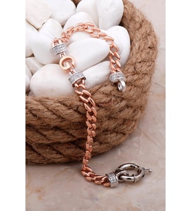G Harfli Gurmet Rose Gümüş Bileklik 4059