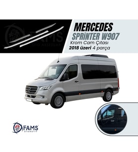 Mercedes Sprinter W907 Krom Cam Çıtası 4 prç. 2018 ve üzeri Paslanmaz Çelik