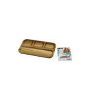AKASYA DİKDÖRTGEN  4 BÖLMELİ=3+1  AHŞAP SERVİS SUNUM TEPSİ - TAHTASI  25 X 14 X 1.4CM (5343)
