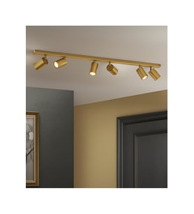 120 cm Mat Gold Eskitme Kaplama 6lı GU10 LED Spot hareketli başlık led Tavan Altılı Avize Aydınlatma