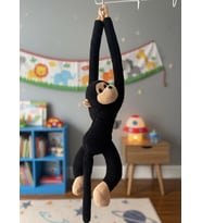 Atakids Sarılan Peluş Maymun Eğlenceli ve Sevimli Oyun Arkadaşı (Siyah)