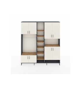 Arges Dolap 18 Raflı 8 Kapaklı Tek Askılı 220x30x243 Antrasit-Aytaşı/Çam