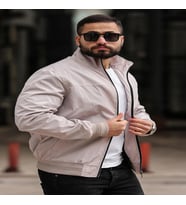 Erkek Gömlek Yaka Baharlık Mont Astarlı Mevsimlik Çeket Bej