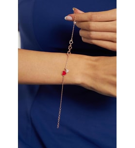 Zirkon Taşlı Mineli Rose Kalp Minimal Gümüş Bileklik