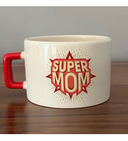 Süper Mom Kırmızı Baskılı Kırmızı Kulplu C Fincan