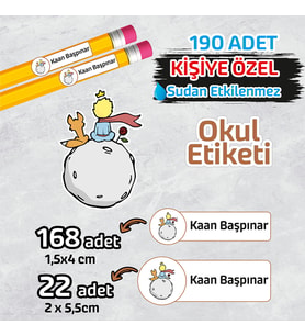 Okul Etiketi İsme Özel Kalem Defter Etiketi (  -2 ) -190 Adet