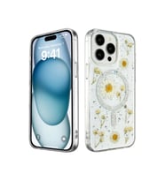 iPhone 14 Pro Max Kılıf Daisy Simli Magsafe Kapak - Gümüş
