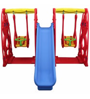 Sevimli Teddy Kaydıraklı Salıncak Set B (Kırmızı-Mavi)