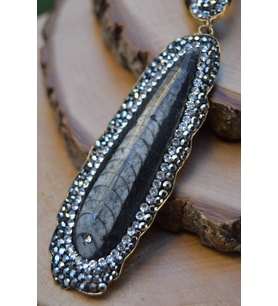 STONEAGE JEWELLERY Balık Fosili Doğal Taş El Yapımı BayanKolye (Altın / Dore)