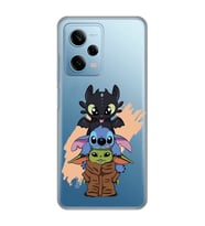 Redmi Note 12 Pro 5G Uyumlu Sevimli Baby Yoda ve Stitch Desenli Şeffaf Telefon Kılıfı