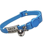 Güvenlik Kilitli isimli Kedi Tasması, isimlikli Kedi Tasması, Kedi Künyesi, Safety Click tasma (Turkuaz)