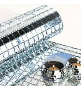 River World Silver 30 cm x 30 cm lik Kendinden Yapışkanlı Cam Mozaşk Kare Aynalı Dekor Panel