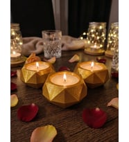 Geometrik Mumluk Dekoratif Tealight Mumluk Modern Ev Dekoru 3 Lü Set - 3D Baskı